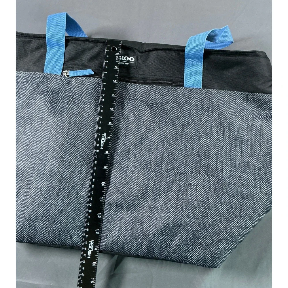 Igloo XL Market Tote Cooler Bag 54 Can Insulated Herringbone Black Artic Haze